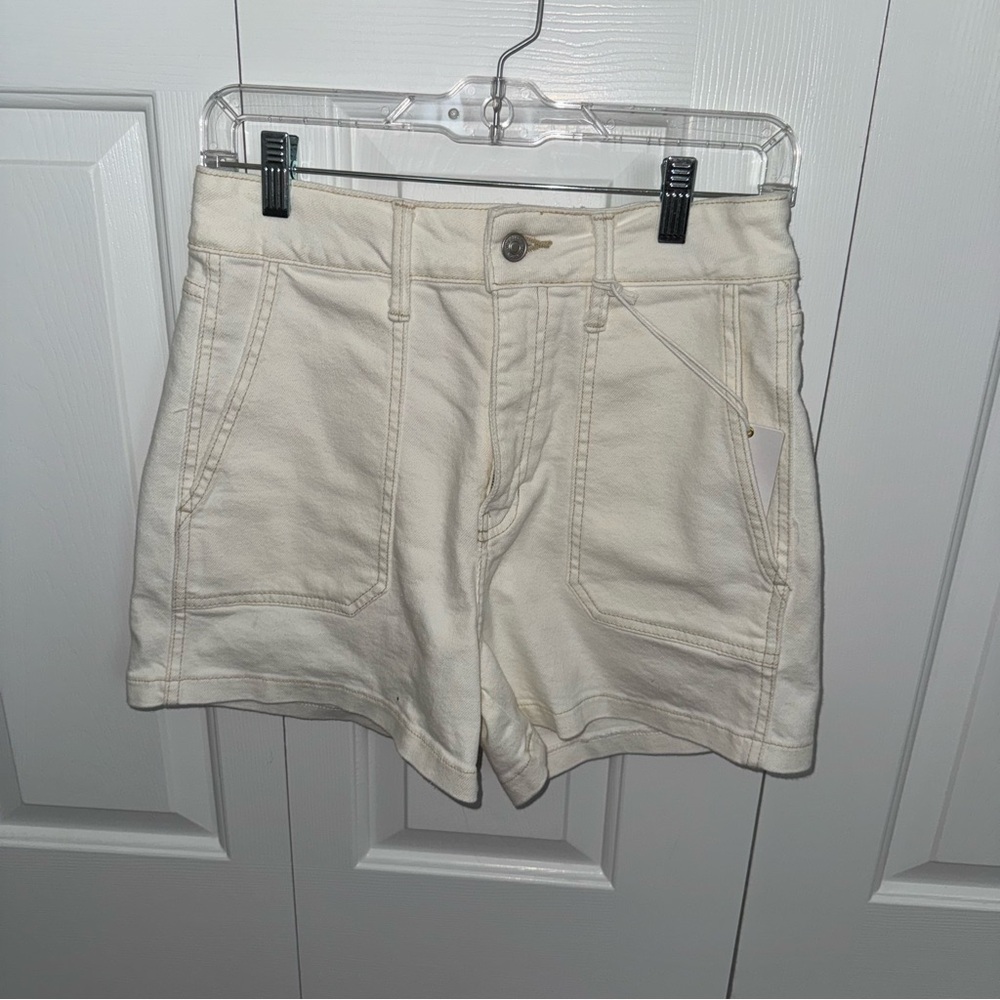 TAG ON - Just Black Denim Cream High Waisted Shorts